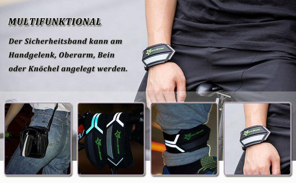 TUKNN Reflektorband, Reflektierende Sicherheit Armband, Reflektierender  Hosenklammer Fahrrad, Running Sicherheitsband, Motorrad, für Jogging,  Laufen