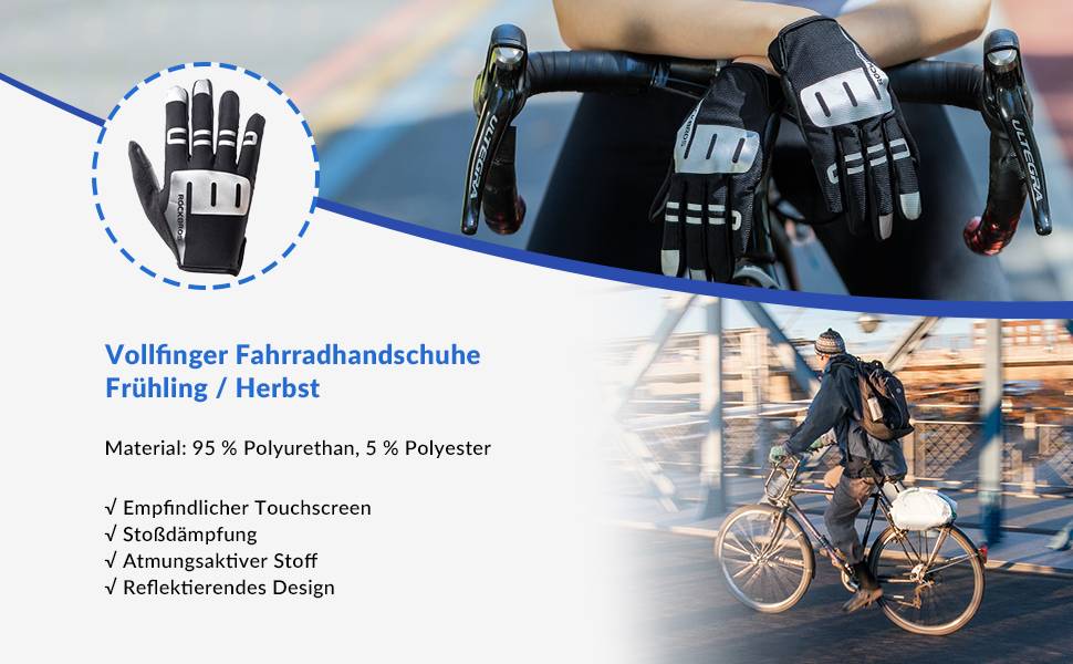 ROCKBROS Reithandschuhe Full Finger SBR Herren Sporthandschuhe M-XXL Details