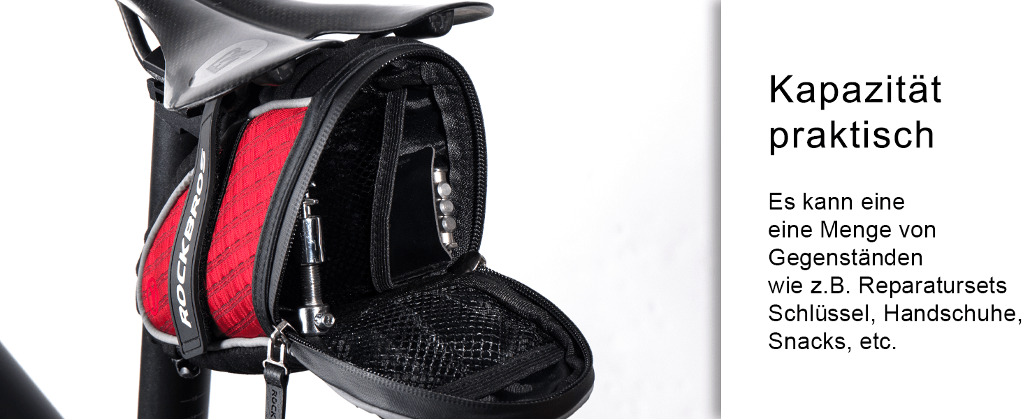 ROCKBROS Satteltaschen Fahrradsitz Taschen mit Rücklichthalter 1L Details
