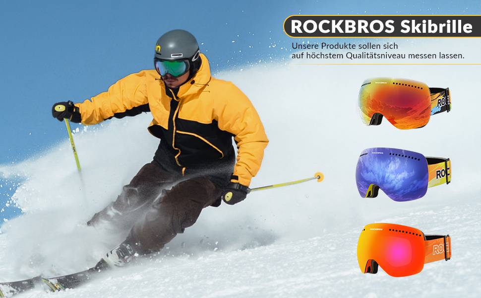 ROCKBROS Skibrille für Damen und Herren Anti-Nebel UV400 Schutz Skibrille Details