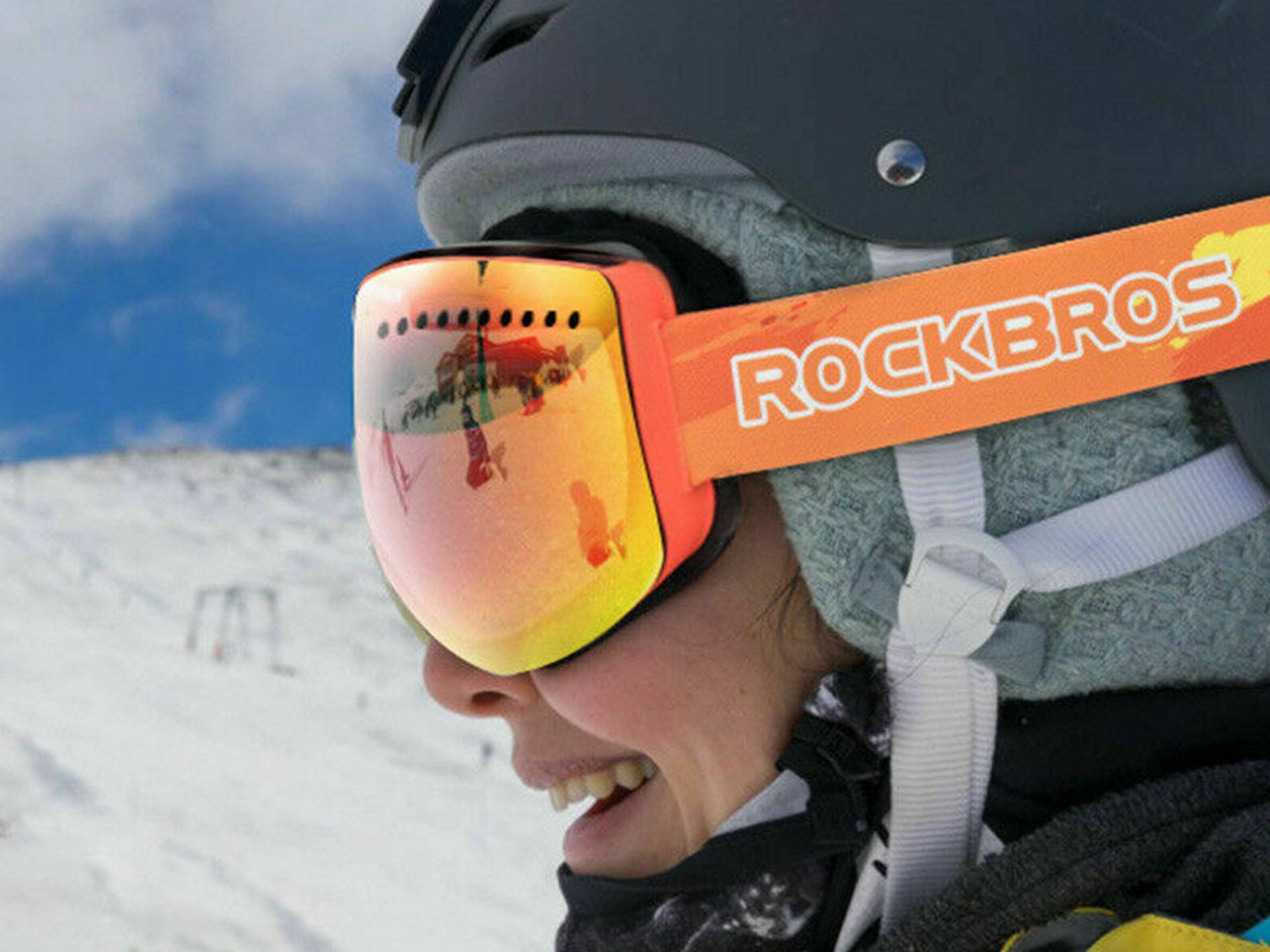 ROCKBROS Skibrille für Damen und Herren Anti-Nebel UV400 Schutz Skibrille Details