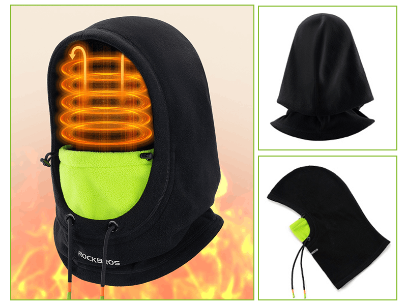 ROCKBROS Skimaske Balaclava Winter Unisex Wolle Warm Maske Schwarz Grün Details