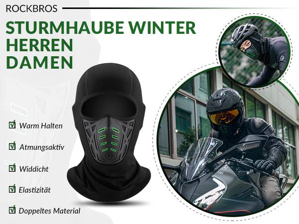 ROCKBROS Sturmhaube Balaclava Winter Motorrad Atmungsaktiv Winddicht Warm Details