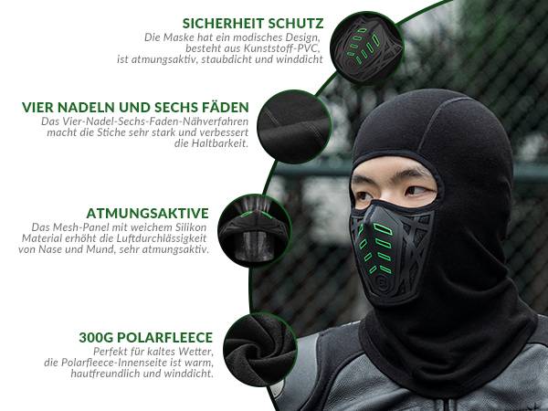 ROCKBROS Sturmhaube Balaclava Winter Motorrad Atmungsaktiv Winddicht Warm Details