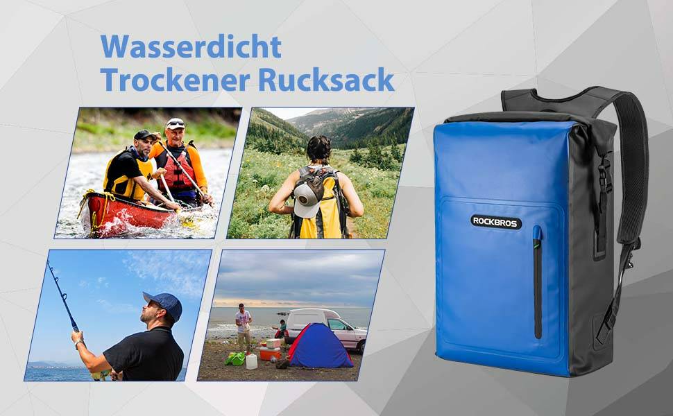  ROCKBROS Wasserdichter Packsack 20L Reiserucksack Details