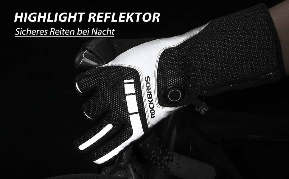 ROCKBROS Winter Beheizte Fahrradhandschuhe Wiederaufladbare Handschuhe M-XL Details