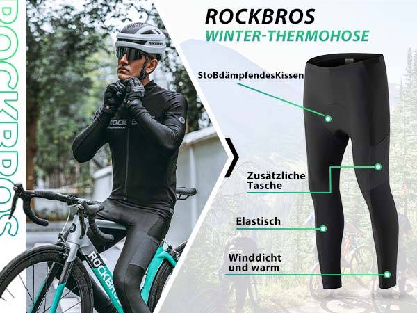 ROCKBROS Winter Fahrrad Lange Hose Elastische Radhose Herren/Damen M-4 –  ROCKBROS-EU