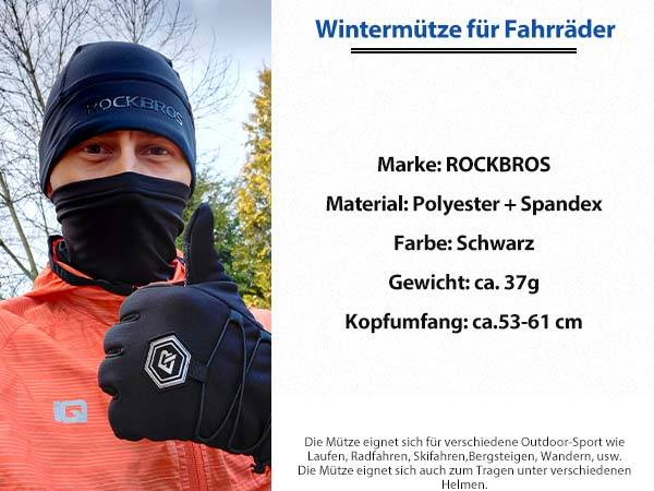 ROCKBROS Winter Fahrrad Mütze Helm Unterziehmütz Unisex Details