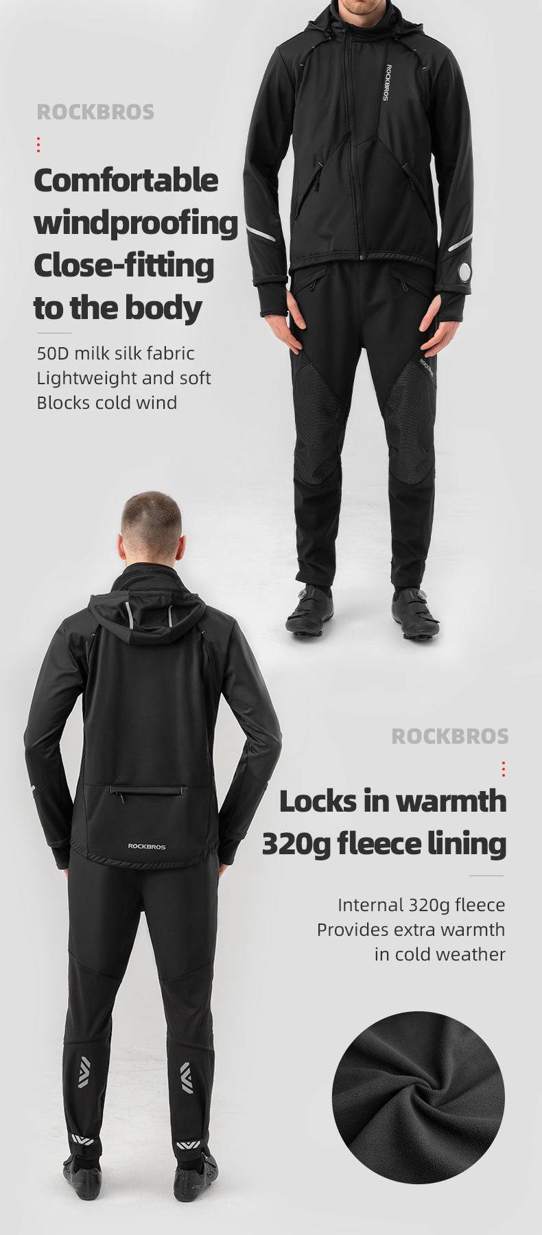 ROCKBROS winter cycling jacket windproof jacket for TPU makes touchscreen details