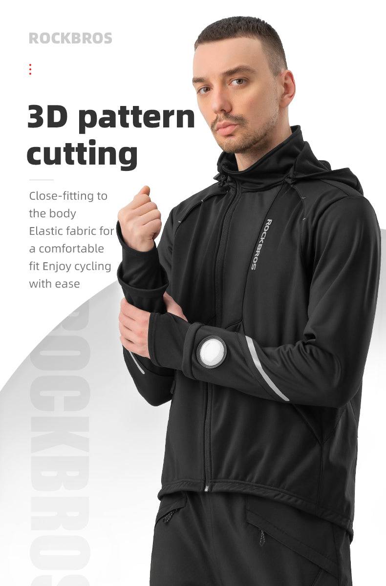 ROCKBROS winter cycling jacket windproof jacket for TPU makes touchscreen details