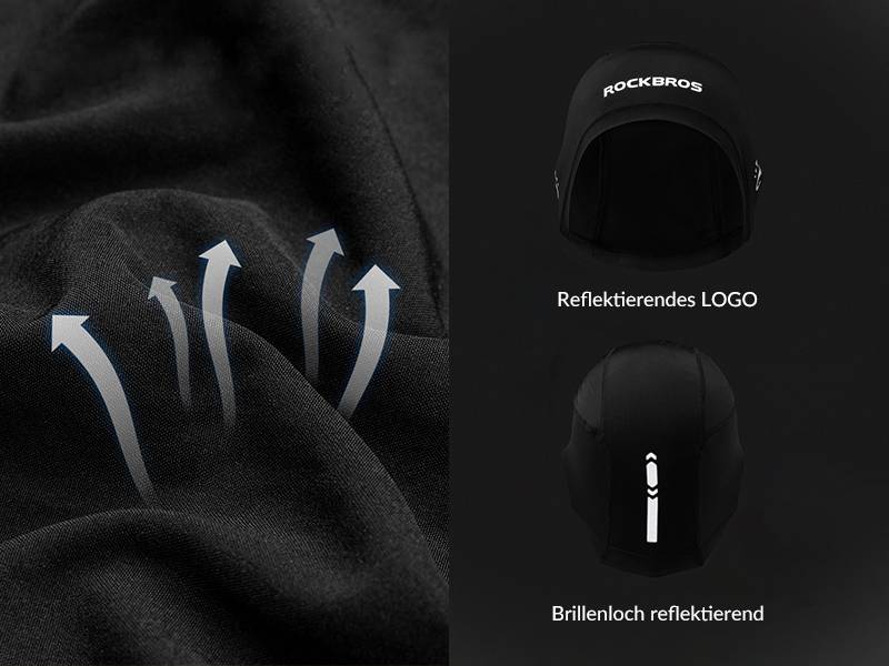 ROCKBROS Winter Fahrradkappe Winddicht Helmmütze mit Brillenlöcher Details
