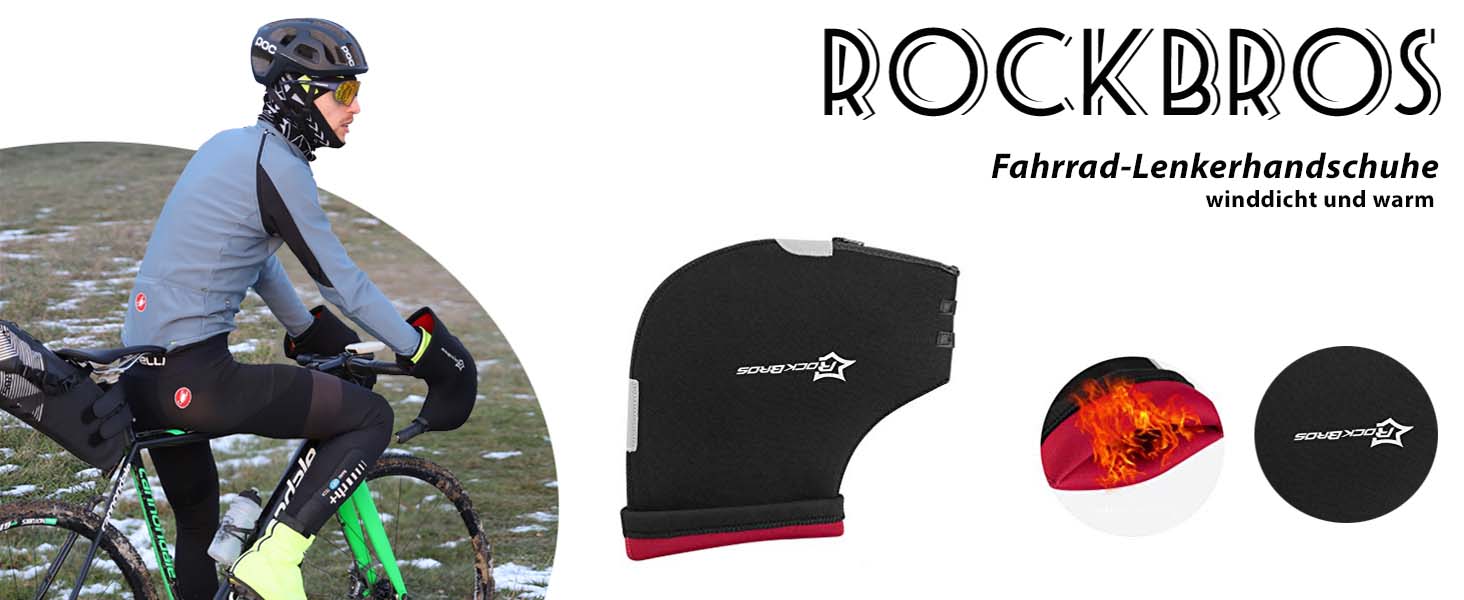 ROCKBROS Winter Lenkerhandschuhe Winddicht Heizung Handschuhe Schwarz Details