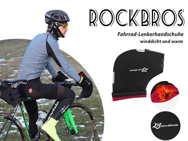 ROCKBROS Winter Lenkerhandschuhe Winddicht Heizung Handschuhe Schwarz Details