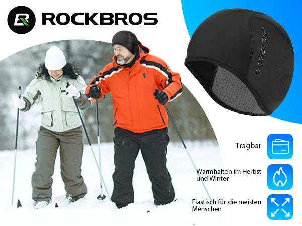 ROCKBROS Wintermütze Strickmütze Fahrradkappe Helm Unisex Schwarz Details