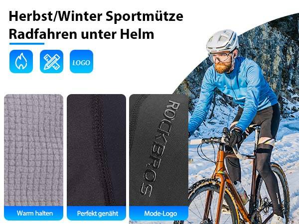 ROCKBROS Wintermütze Strickmütze Fahrradkappe Helm Unisex Schwarz Details