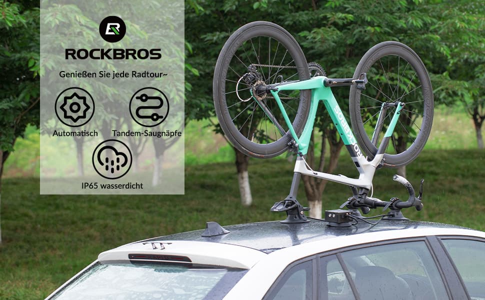 ROCKBROS tragbar Fahrradträger elektrisch Fahrrad Dachträger mit Saugnapf Details