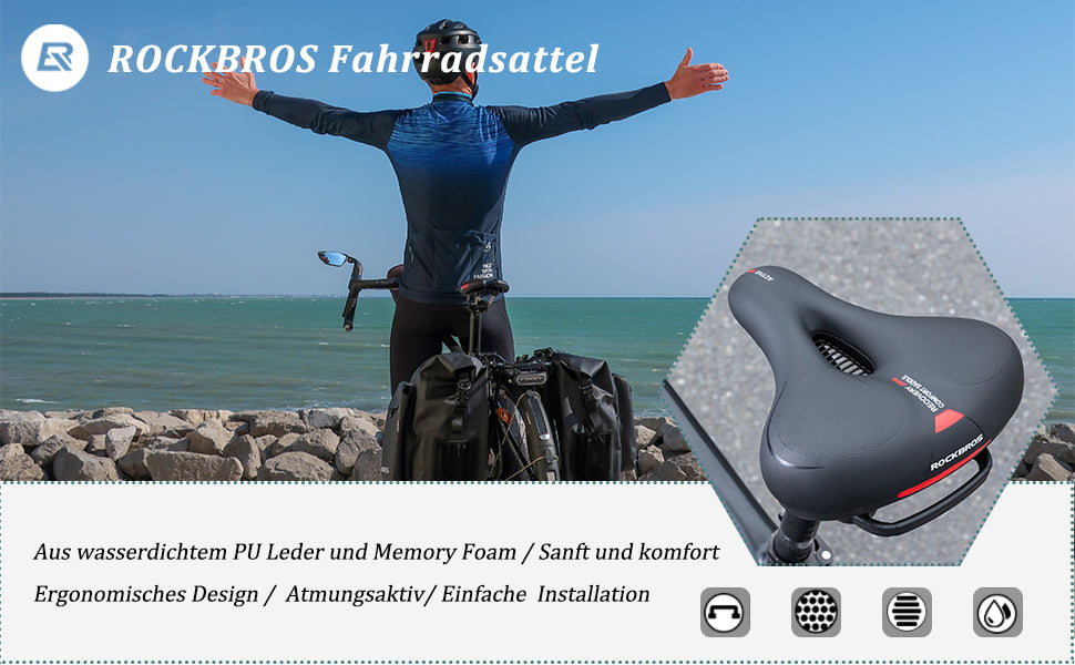 ROCKBROS wasserdicht Fahrradsattel für MTB & Rennrad aus Memory Foam Details