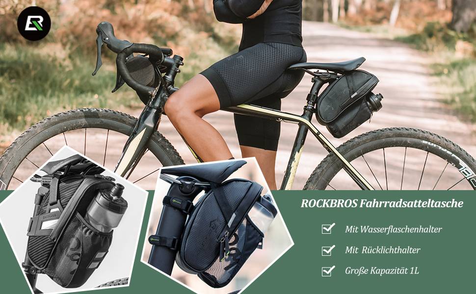 ROCKBROS wasserdichte Satteltasche mit Flaschenhalter für MTB Rennrad Details