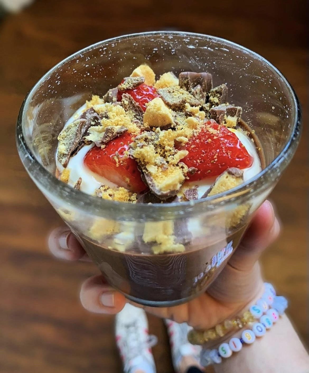 Georgia Hearn's Chocolate Mousse with Sour Cream, Crunchie Crumb and Strawberries