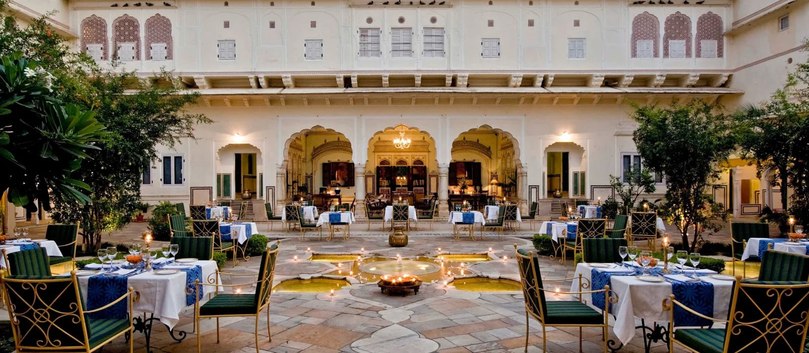 The Samode Haveli Courtyard at Dusk