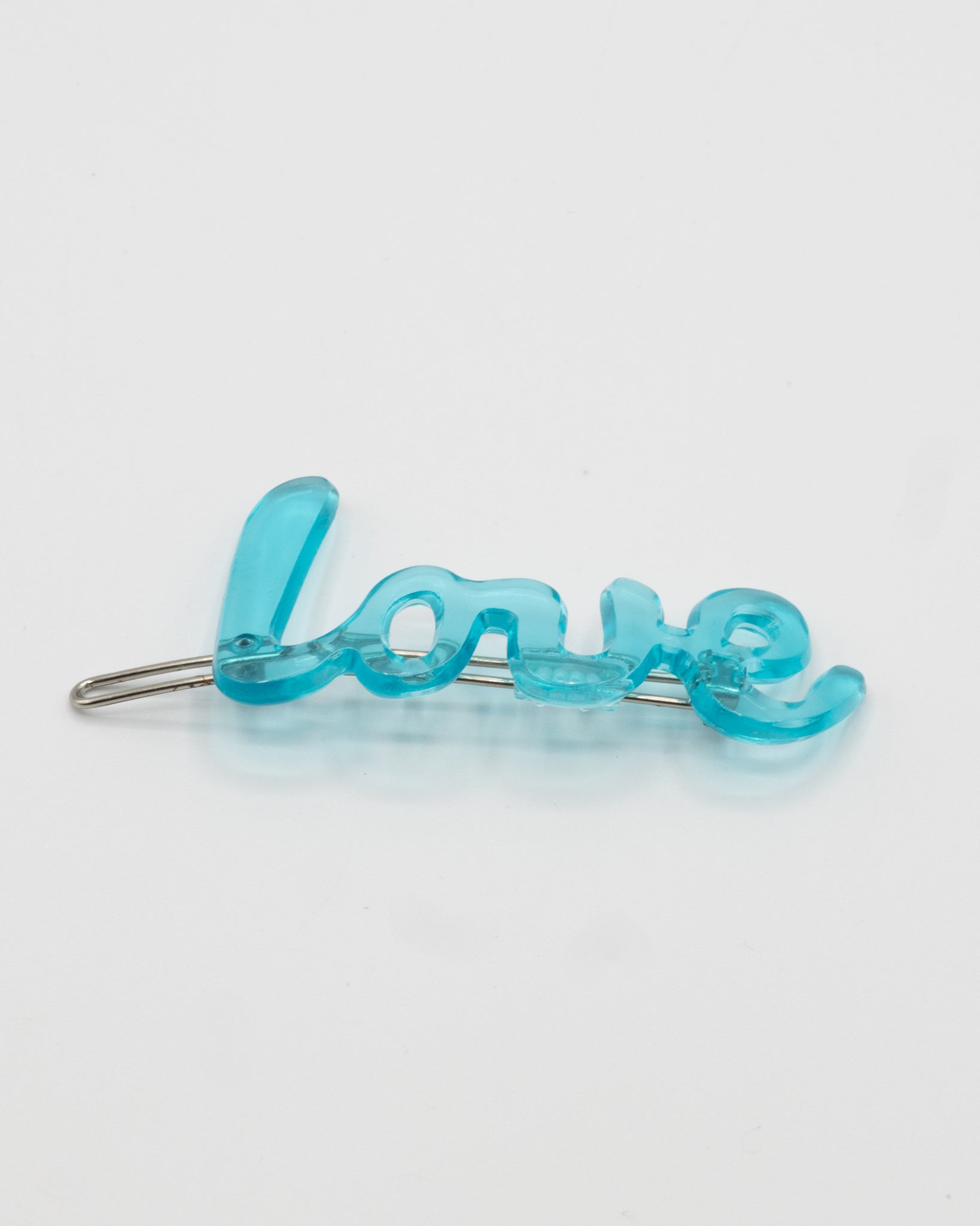 Image of Love Y2K Slide In Hair Clip With Slogan Detail In Blue
