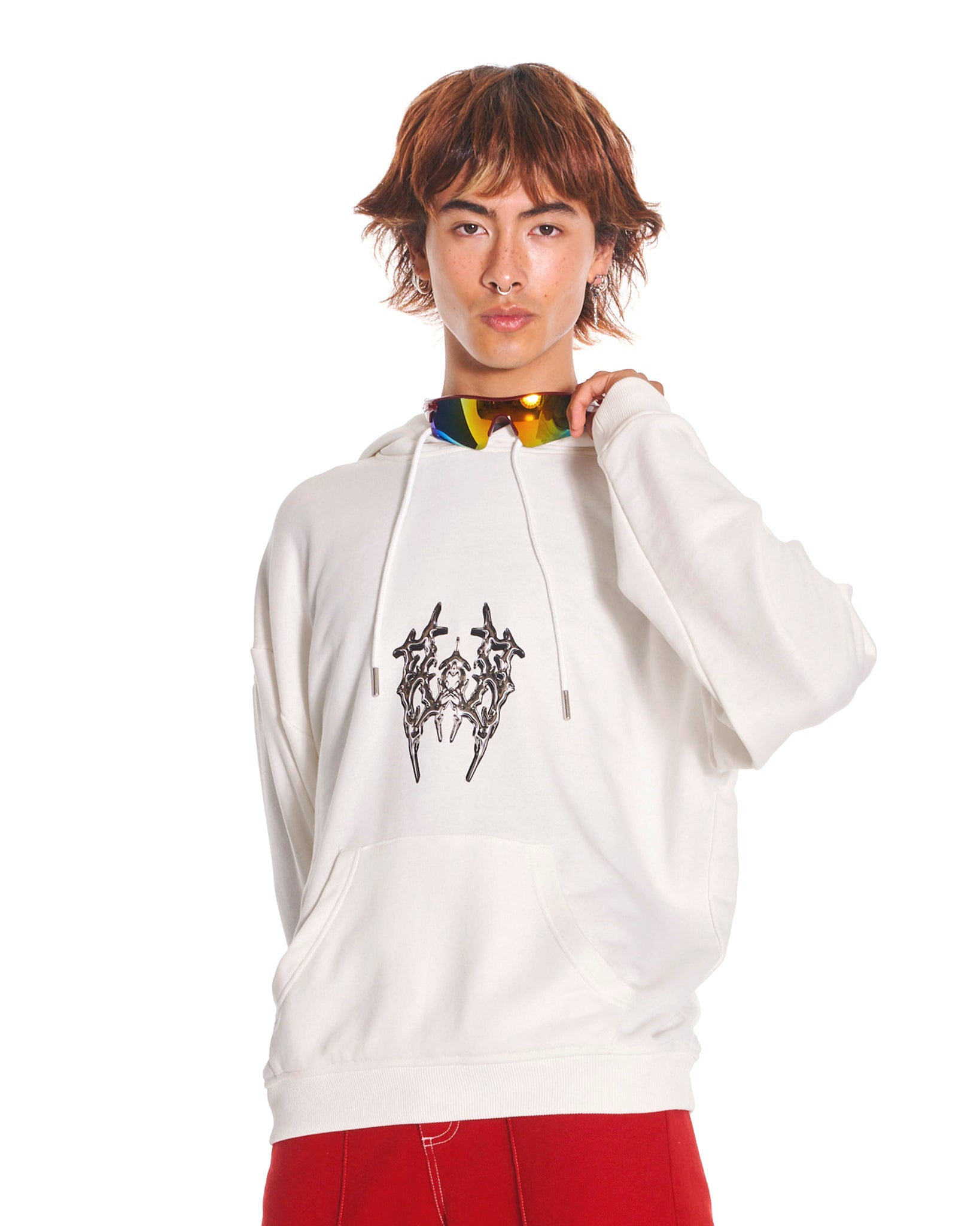 Cyber Armour Hoodie With Graphic In White