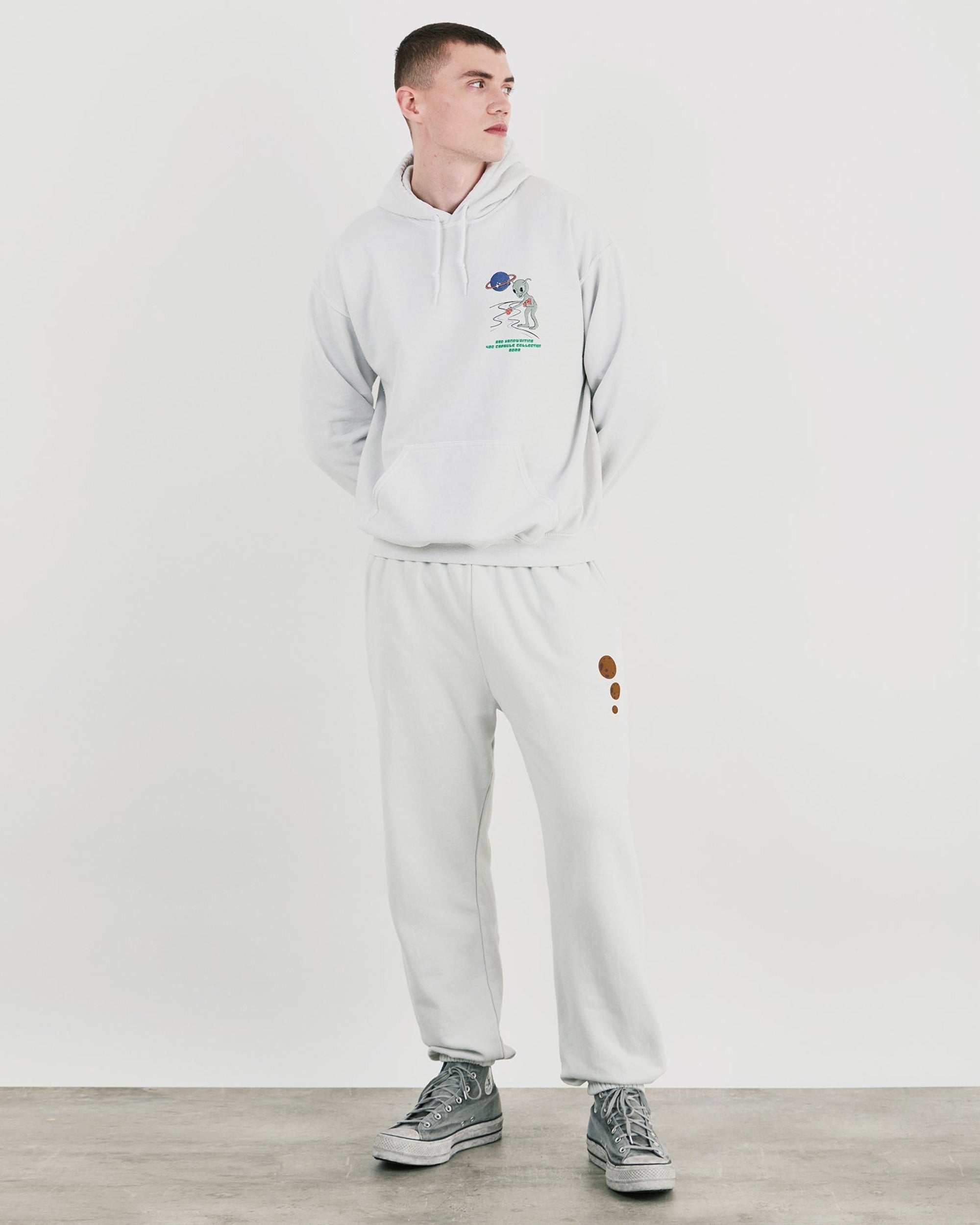 Alien Cookies Loose Fit Drawstring Joggers With Cookie Graphic In White