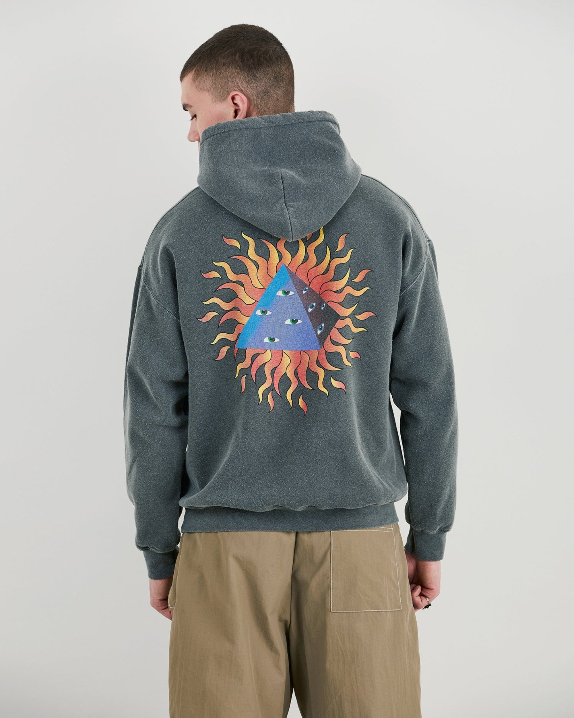 Image of Ammi Oversized Drawsring Hoodie With Graphic In Dark Grey