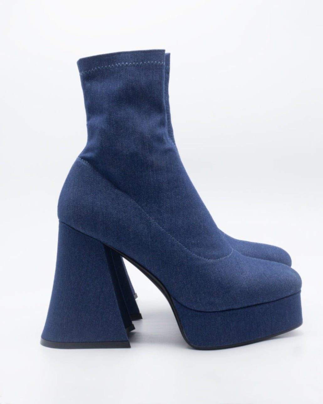 Image of Fashion Killer Platform Boots In Blue Denim