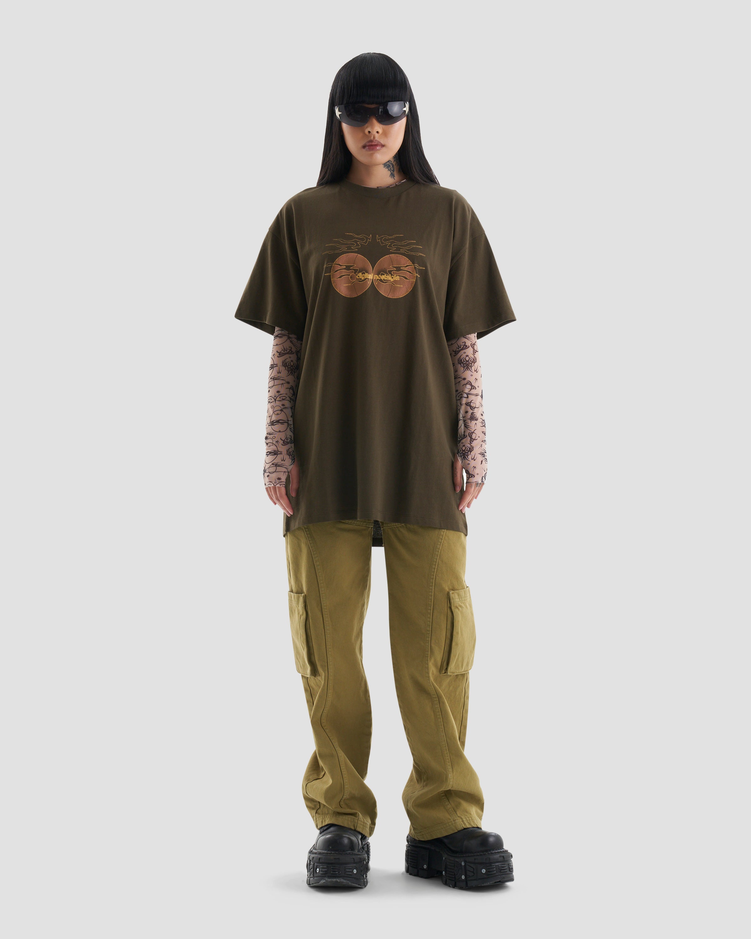 Image of Nostalgia Graphic Oversized T-Shirt in Brown