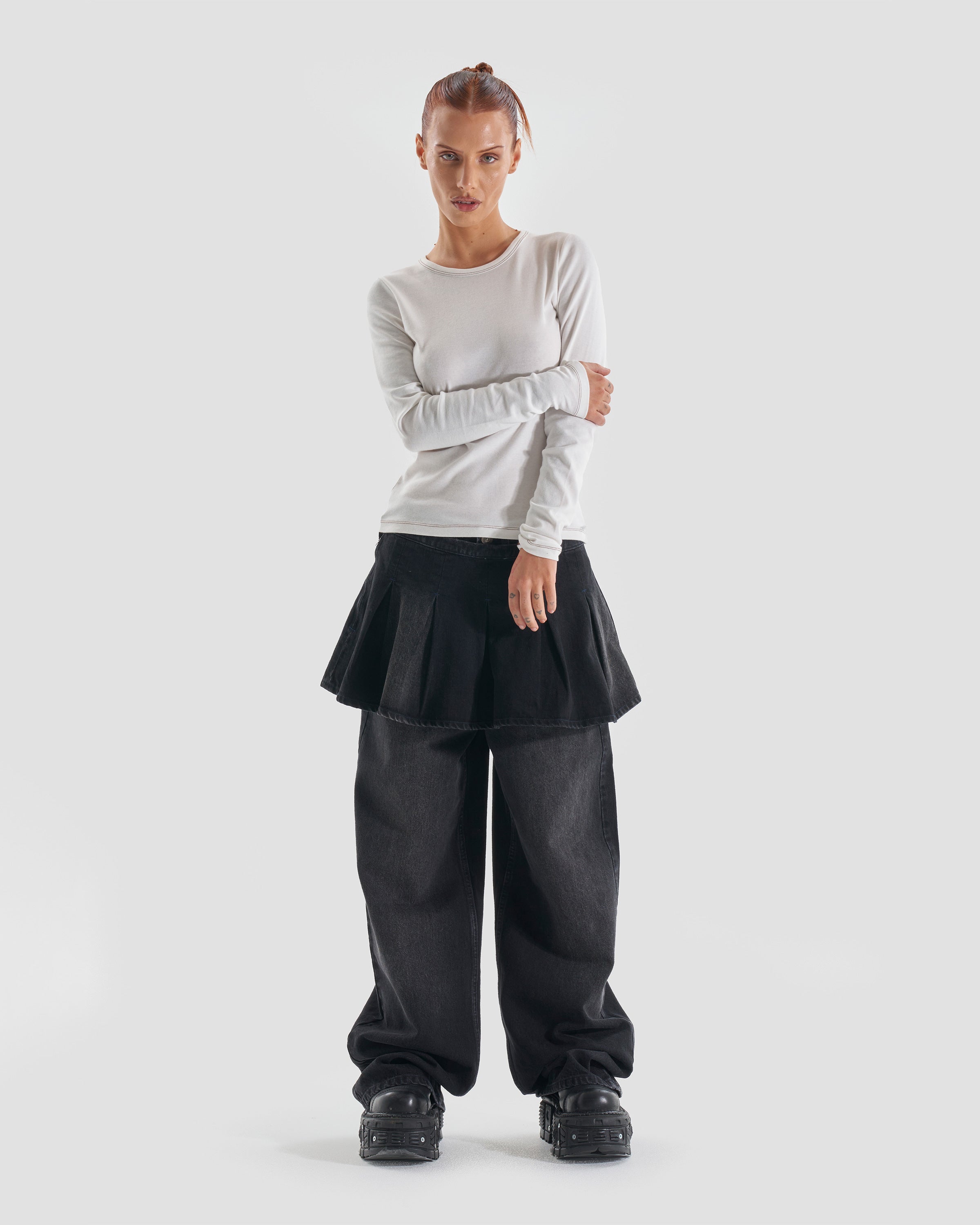 Image of Daybreaker Co-Ord Mid Rise Baggy Oversized Jeans in Dark Grey Wash