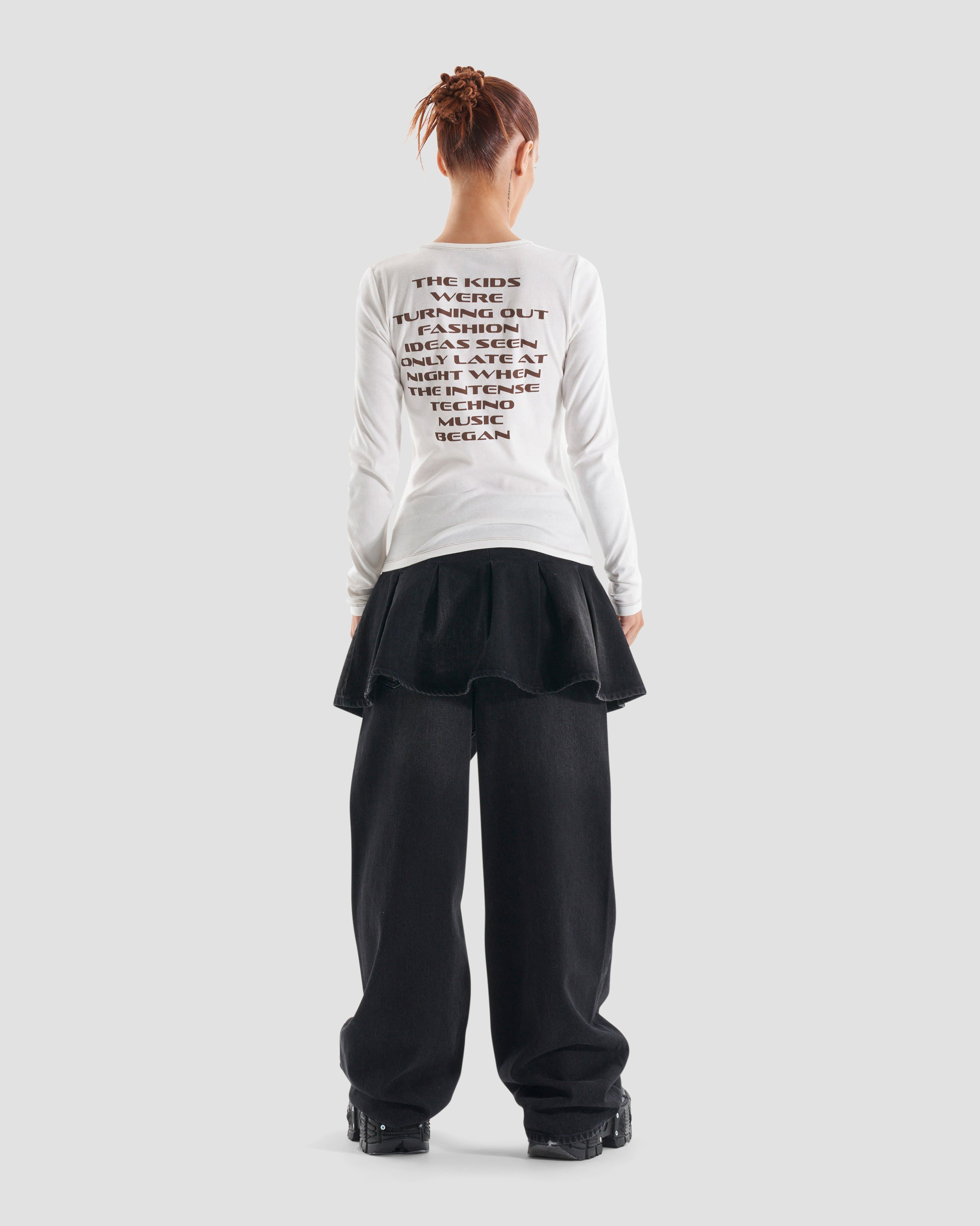 Image of Club Kid Long Sleeve Slogan Top in Off White