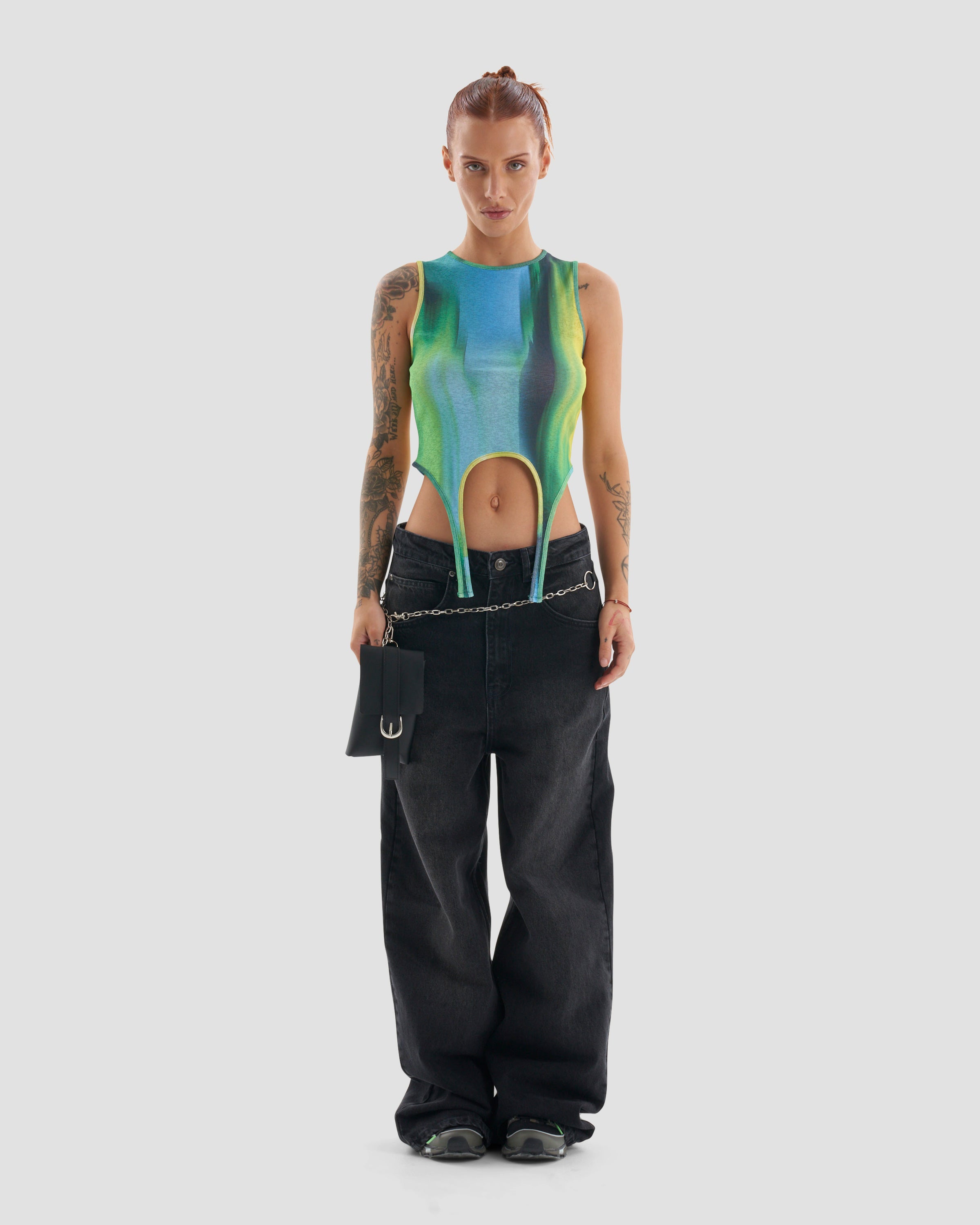 Image of Liquid Backless Suspender Detail Tank Top in Multicolour