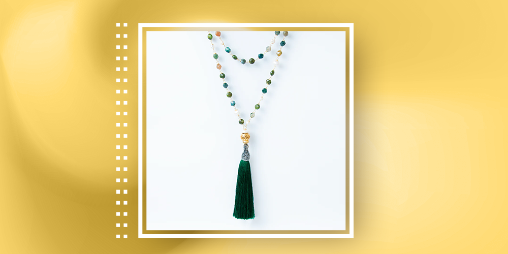 Gioconda Partigiani Green Tassel & Agate Necklace for Women