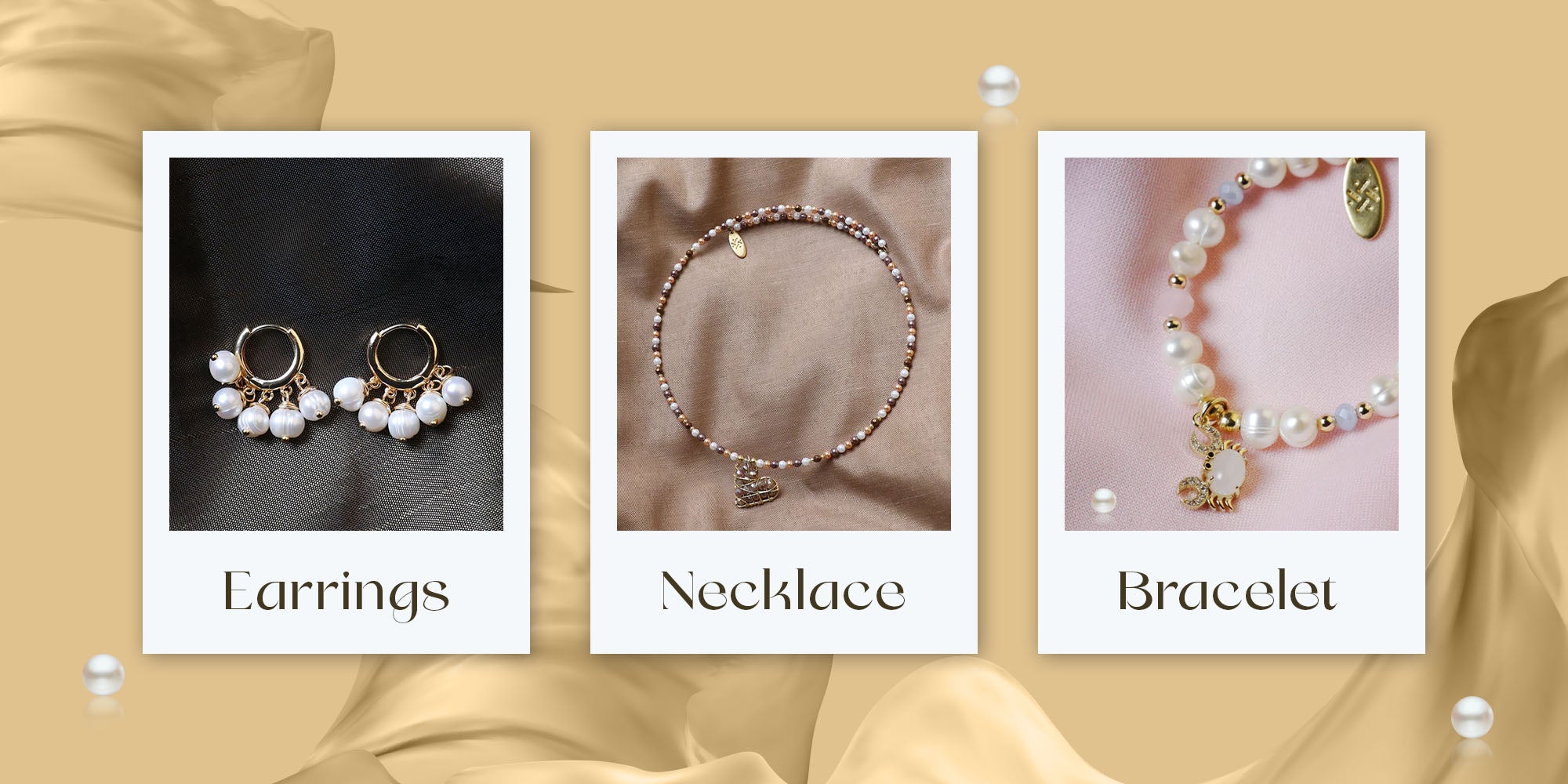 Gioconda Freshwater Pearls Huggie Earrings Gioconda Memory Necklace Adjustable Bracelet