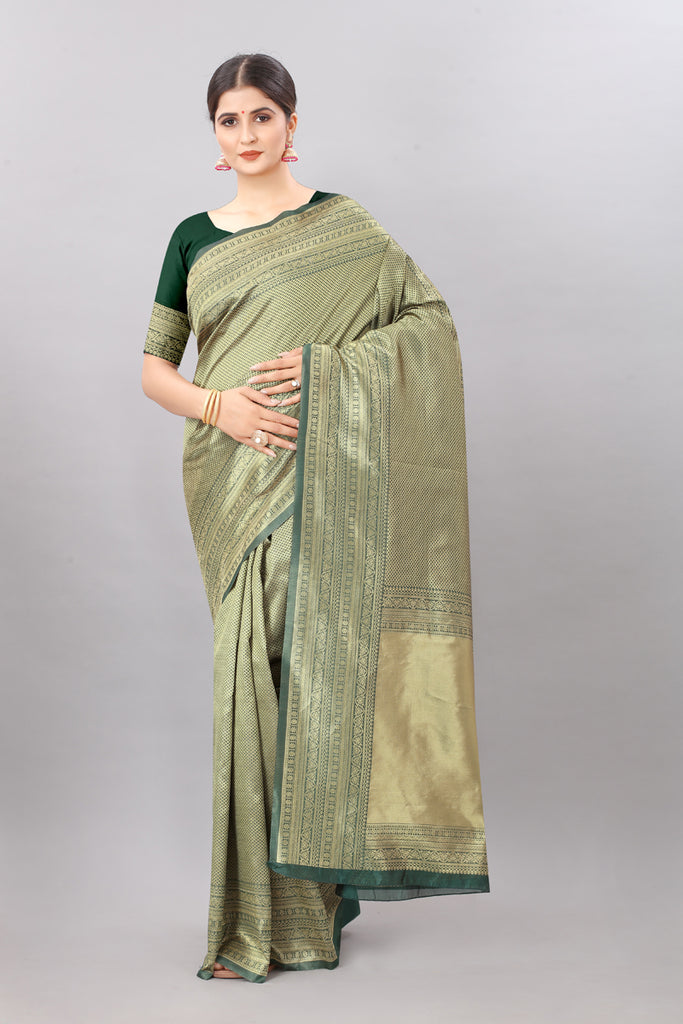 Green Color Kota Silk Fabric Jacquard Work Saree