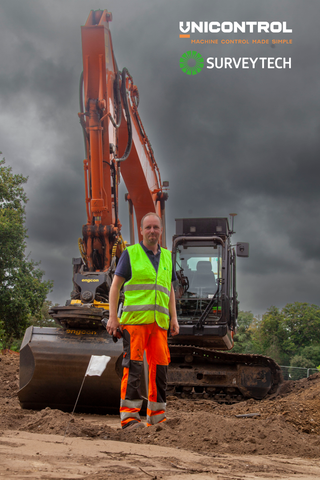 Machine control sensors mounted to Excavator