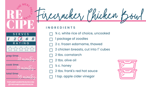 Firecracker Chicken Meal prep Freebie
