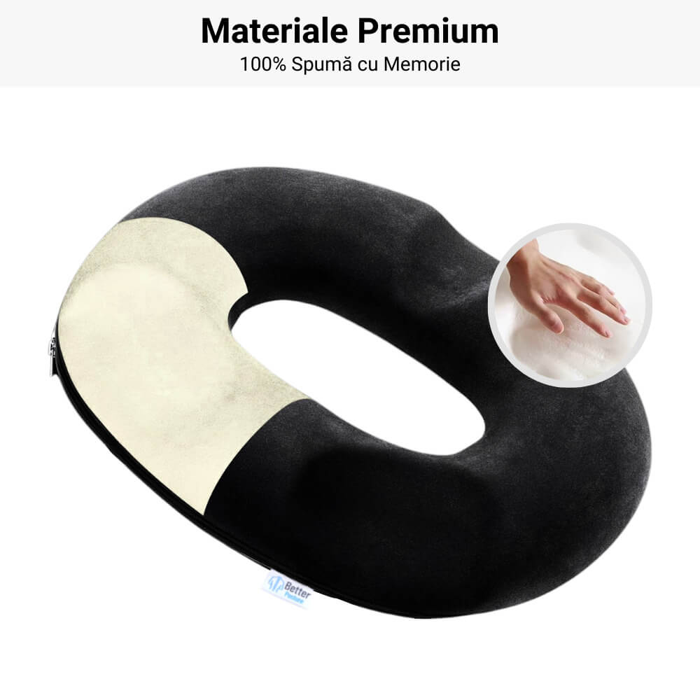Pachet 2 perne ortopedice colac pentru hemoroizi de sezut din spuma cu memorie Better Posture Pro #37 3