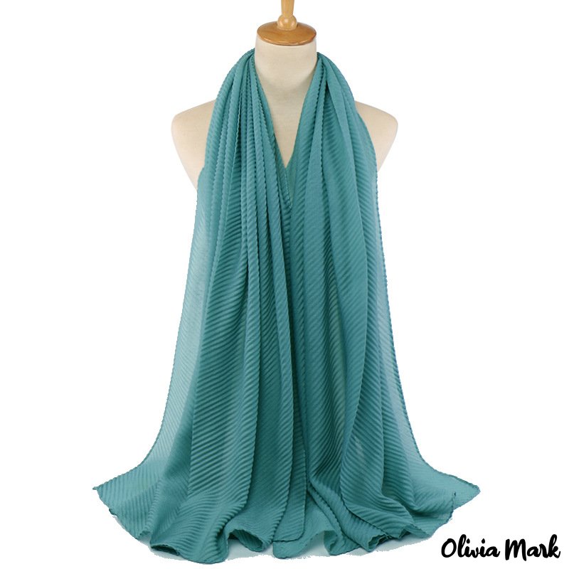 Olivia Mark - Pure color cotton breathable scarf female twill cotton linen pleated package head scarf