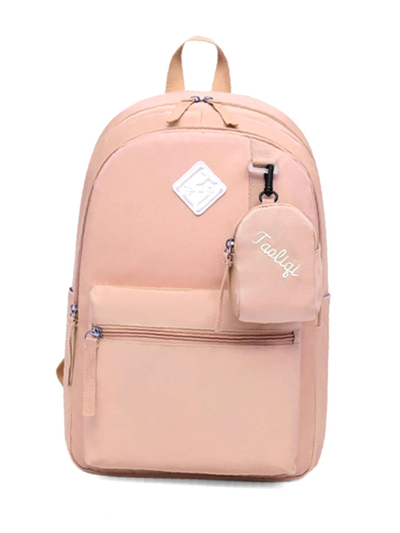 Olivia Mark - Letter Patch Large Capacity Backpack with Small Pouch  - Women Backpacks
