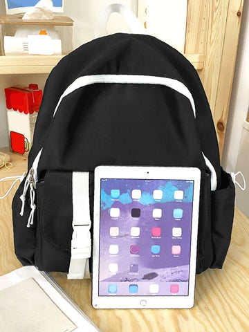 Olivia Mark - Contrast Binding Knot Decor Large Capacity Backpack  - Women Backpacks