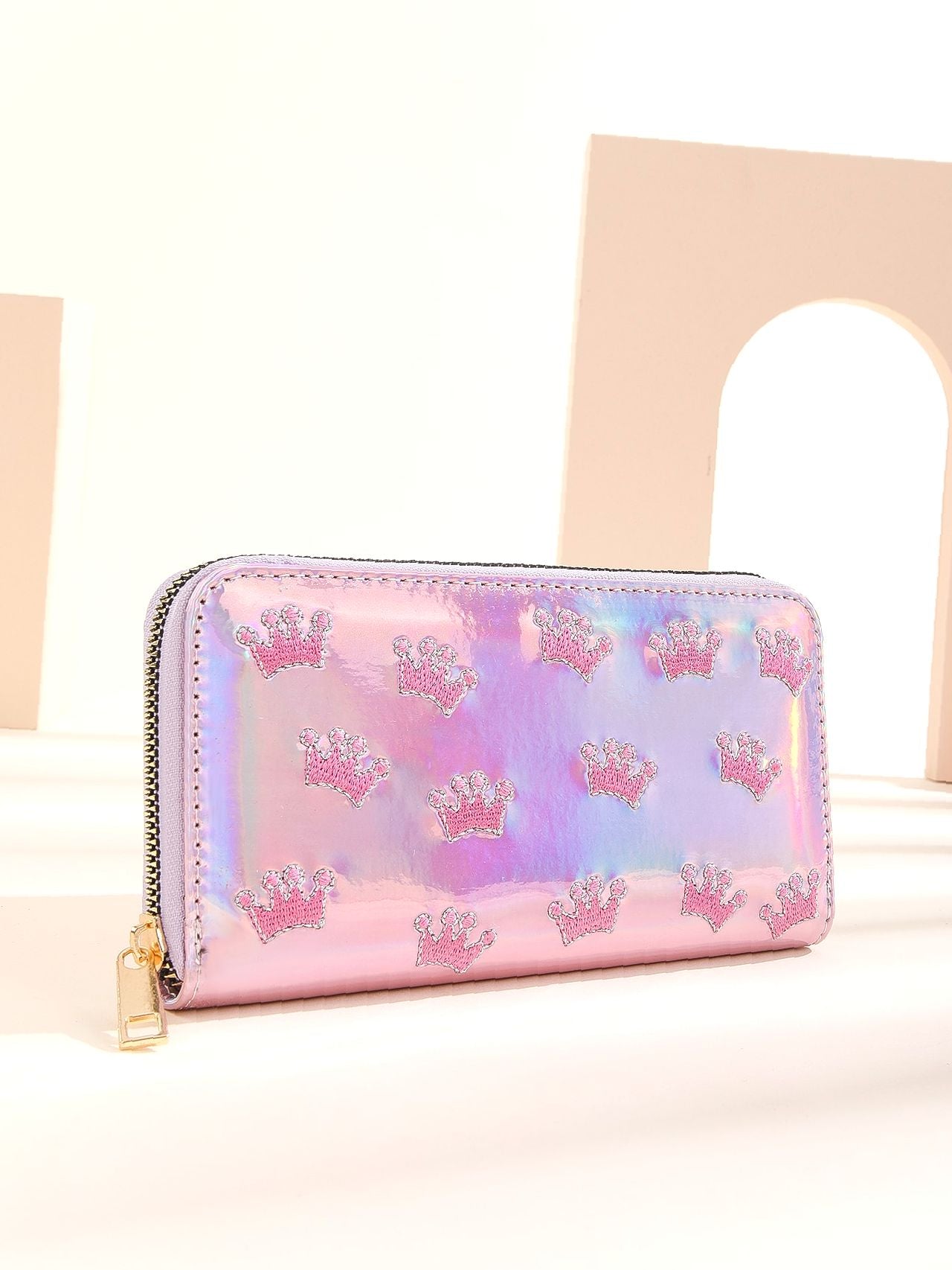 Olivia Mark-Holographic Crown Embroidery Long Wallet - Women Purses