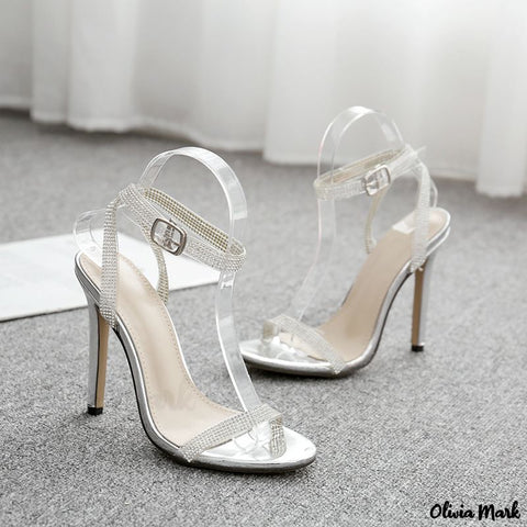 Olivia Mark - Heel Transparent Chain Sandal Sexy Slip-Ons