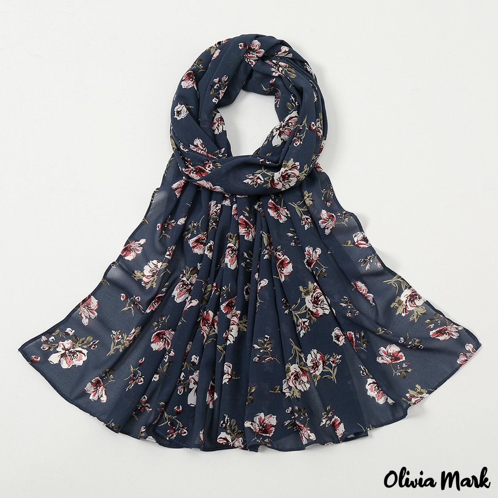 Olivia Mark - Autumn and winter new chiffon print sunscreen shawl headscarf rustic wind sweet lady scarf