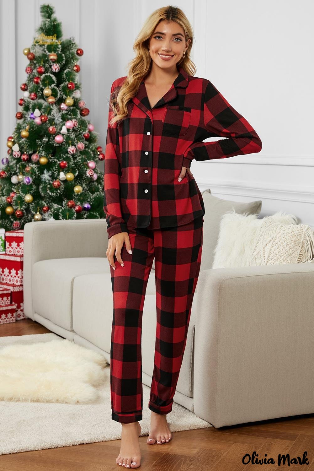 Olivia Mark - Buffalo check flannel pajamas