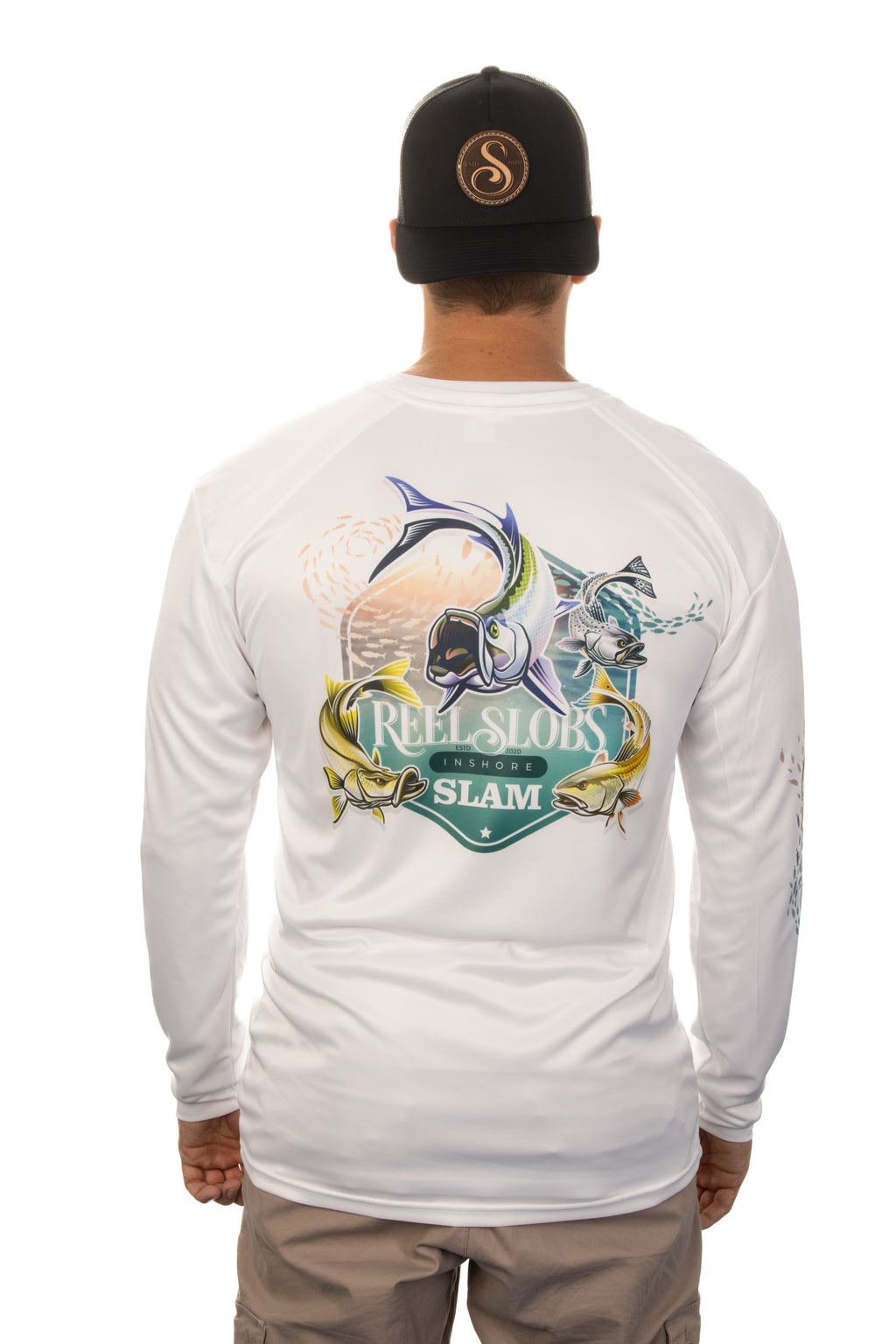 Reel Slobs Florida Marlin Long Sleeve Performance Fishing Shirt S / White