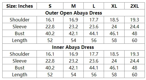 2 Pieces Hotfix Rhinestone Bright Open Abaya Dress Set With Inner Dress