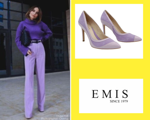 emis lilac suede and leather stiletto