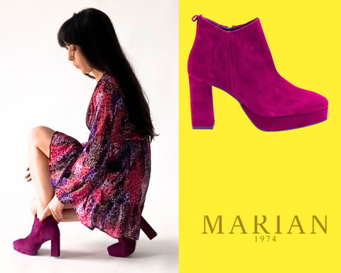 Marian magena pink suede platform ankle boot